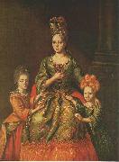 Anastasia Naryshkina, wearing fontange, with her daughters Alexandra and Tatyana unknow artist